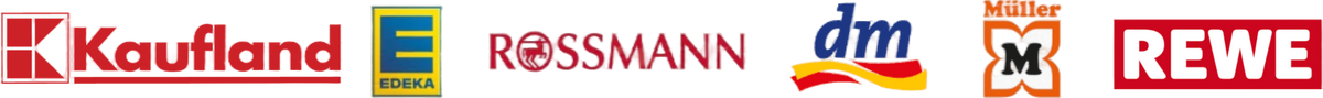 Kaufland, EDEKA, Rossmann, dm, Müller, REWE
