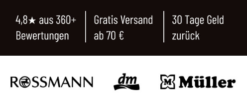 Erhältlich bei Rossmann, dm, Müller